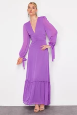 Trendyol Purple Chiffon Long Evening Dress