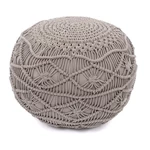 Jasnoszary puf Tiseco Home Studio Macramé, výška 35 cm