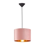 Różowa lampa wisząca z tekstylnym kloszem Aura – Fischer & Honsel