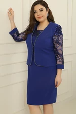 Autor: Saygı Paillette-Tulle Detail Podšité šaty a bunda plus veľkosť 2-dielny oblek