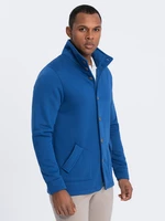 Ombre Men's casual sweatshirt with button-down collar - blue