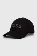 Bavlněná baseballová čepice BOSS černá barva, s aplikací, 50505571