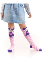 Denokids Nezbedná kočičí dívka růžové ponožky ke kolenům