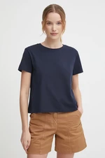 Bavlnené tričko Sisley dámsky, tmavomodrá farba