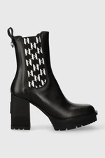 Kožené kotníkové boty Karl Lagerfeld VOYAGE VI dámské, černá barva, na podpatku, KL30158