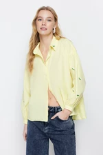 Trendyol Yellow Embroidery Detailed Cotton Regular Fit Shirt
