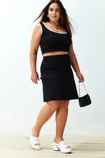 Trendyol Curve Black Pocket Mini Knitted Skirt