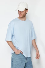Trendyol Light Blue Oversize/Wide-Fit Basic 100% Cotton T-Shirt