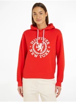 Women's Red Hoodie Tommy Hilfiger Crest Hoodie - Women