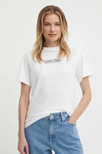 Bavlnené tričko Calvin Klein dámske, biela farba, K20K207005