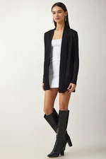 Happiness İstanbul Women's Black Oversize Knitted Jacket Cardigan