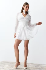 Trendyol Bridal White Stylish Evening Dress with Waist Opening/Skater Corset Detail