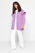 Trendyol Lilac Denim Jeans Jacket with Frill Detail on the Sleeves