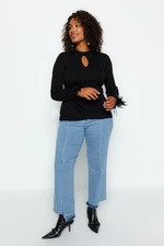 Trendyol Curve Black Knitted Detailed Corduroy Sweater