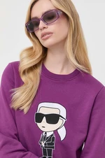Mikina Karl Lagerfeld dámska, fialová farba, s nášivkou