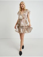 Light brown women's patterned short dress Guess Rosa - Women's