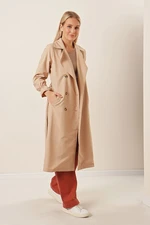 HAKKE Shawl collar and sleeves elasticated trench.