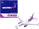 Boeing 737 MAX 8 Commercial Aircraft "Bonza Aviation" White and Purple 1/400 Diecast Model Airplane by GeminiJets