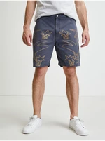 Grey men's patterned shorts Desigual Fred - Men's
