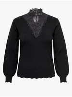 Fekete női pulóver csipkével CSAK CARMAKOMA Rebecca - Nők