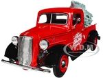 1937 Ford Pickup Truck Red and Black "Merry Christmas" with Tree Accessory 1/24 Diecast Model Car by Motormax