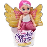 Zúru Víla Sparkle Girlz s krídlami malá v kornútku ružostrieborné šaty a ružové vlasy