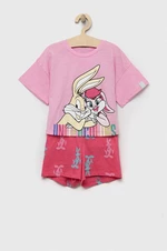 Dětské bavlněné pyžamo United Colors of Benetton x Looney Tunes růžová barva, s potiskem