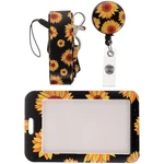 Flower Pattern Tag Sleeve Name Tag Holder ID Holder with Lanyard Portable Card Holder Office Supply