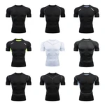 New Short Sleeve Men's Sports T-Shirt Summer Breathable Quick Dry Sports Top Bodybuilding Track suit Compression Shirt Fitness