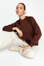 Trendyol tmavohnedá pletená mikina s uvoľneným strihom Basic Raglan rukáv Crew Neck Trendyol tmavohnedá pletená mikina s uvoľneným strihom Basic Raglan rukáv Crew Neck