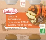 BABYBIO mrkev, dýně a jablka s kachním masem 2 x 200 g