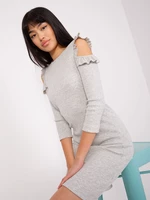 Light grey fitted dress with 3/4 sleeves