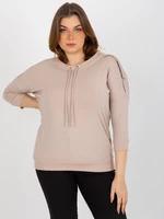 Women's blouse plus size with 3/4 sleeves - beige