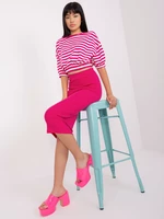 Fuchsia casual set with short blouse