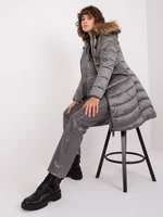 Dark grey quilted winter jacket