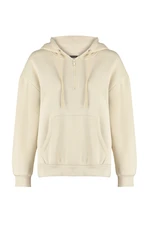 Trendyol Stone Thick Fleece Interior Hood and Zipper Basic Oversized Knitted Sweatshirt