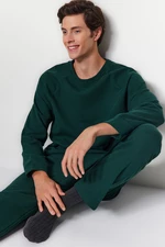 Trendyol Men's Green Regular Fit Waffle Knitted Pajamas Set.