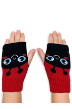 Denokids Ladybug Girl's Red Black Fingerless Gloves