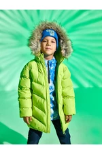 Koton Long Puffy Coat Faux Fur Detailed Hooded, Zippered With Pocket.