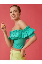 Koton Athlete Crop Off-Shoulder Ruffled
