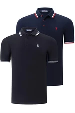 DUO SET T8594 DEWBERRY MEN'S T-SHIRT-BLACK-NAVY BLUE