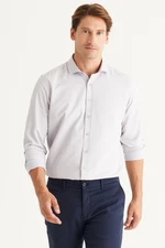 AC&Co / Altınyıldız Classics Men's Gray Slim Fit Slim Fit Italian Collar Dobby Shirt.