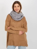 Women's winter tunnel scarf with wool - gray