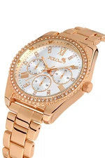 Polo Air Luxury Stone Detailed Women's Wristwatch Copper Color