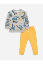 LC Waikiki Crew Neck Long Sleeve Printed Baby Boyfriend Sweatshirt and Tracksuit Bottoms 2-piece Set