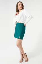 Lafaba Women's Emerald Green Slit Miniskirt
