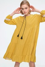 Bigdart 1637 Lace Detailed Ruffle Tunic - Mustard