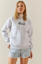 XHAN Gray Ribbon & Hooded Sweatshirt