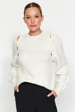 Trendyol Ecru More Sustainable Window/Cut Out Knitwear Sweater