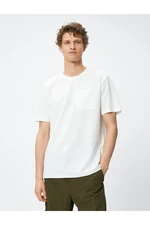 Koton Basic T-Shirt with Pocket Detailed Crew Neck Short Sleeve Cotton.